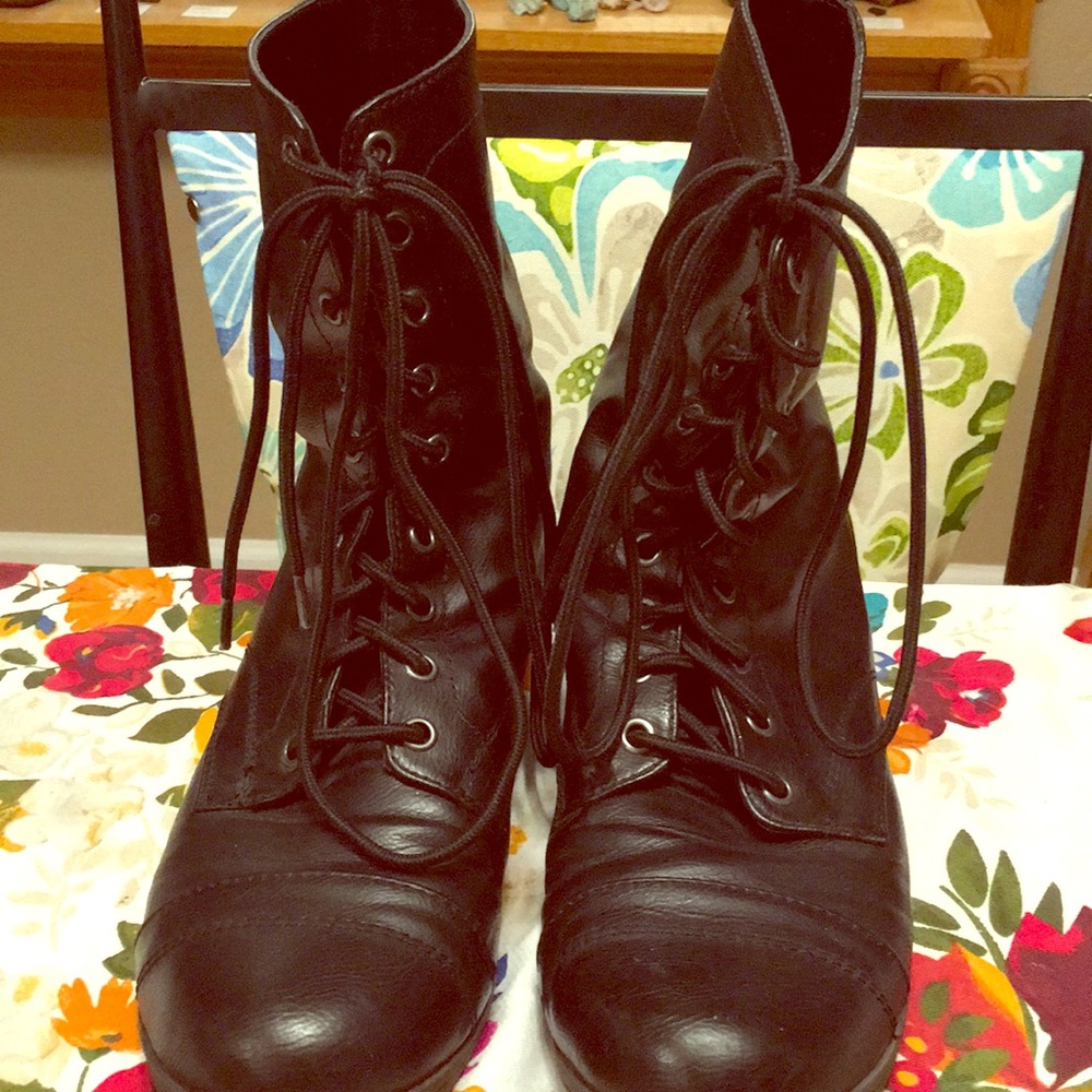 Black lace up combat boots